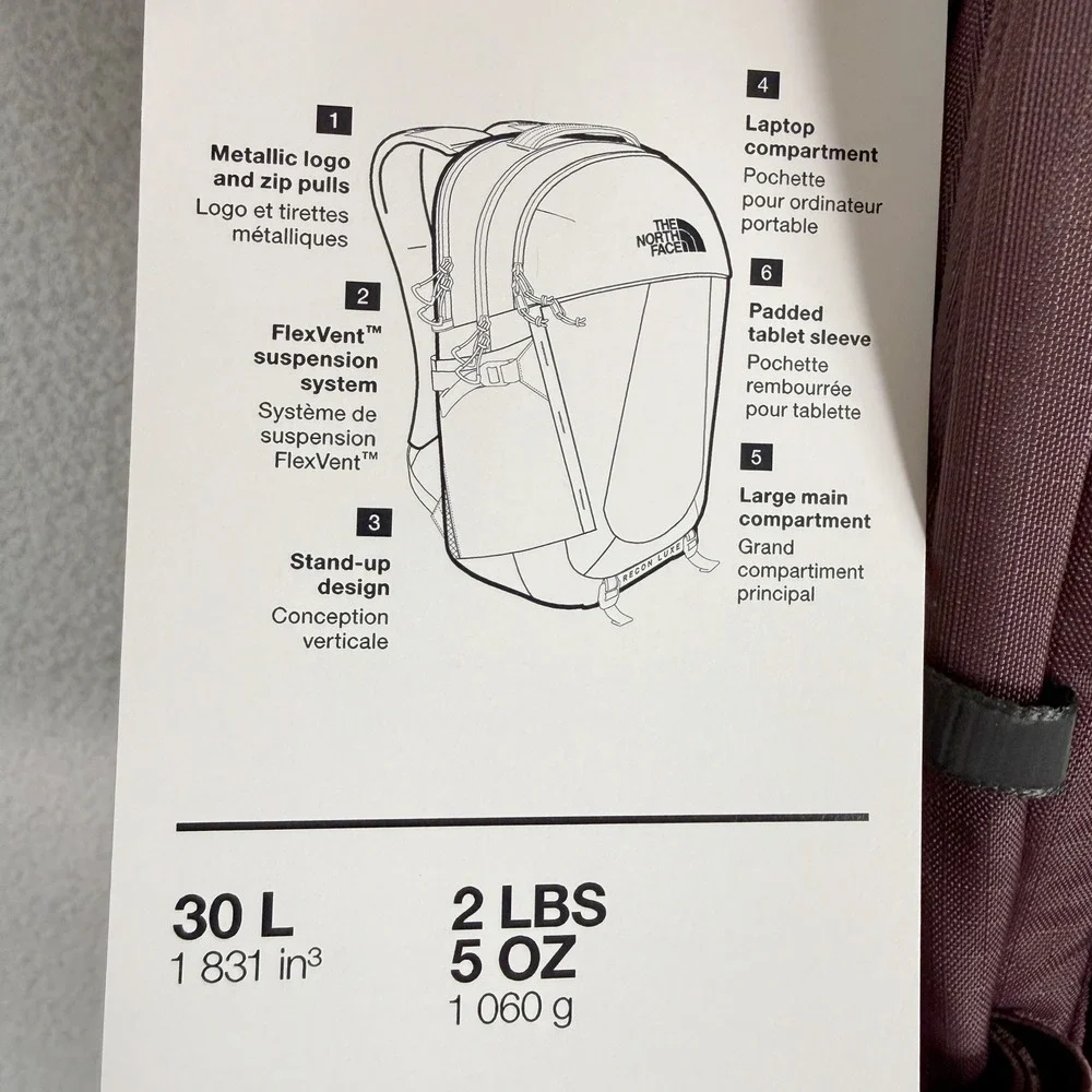 The North Face Recon Luxe 30L Backpack Womens Tawny Quartz/Rose Gold NEW